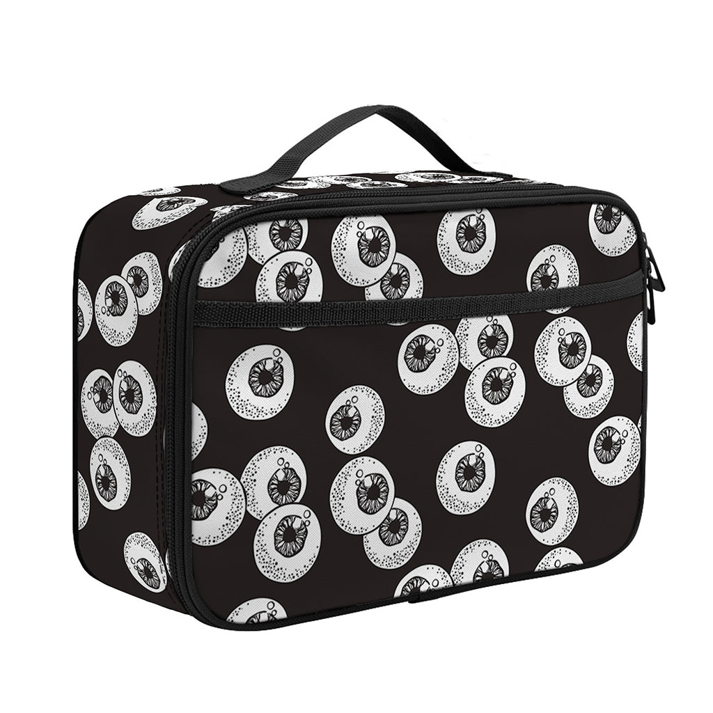 Black And White Eyeball Pattern Print Portable Lunch Bag