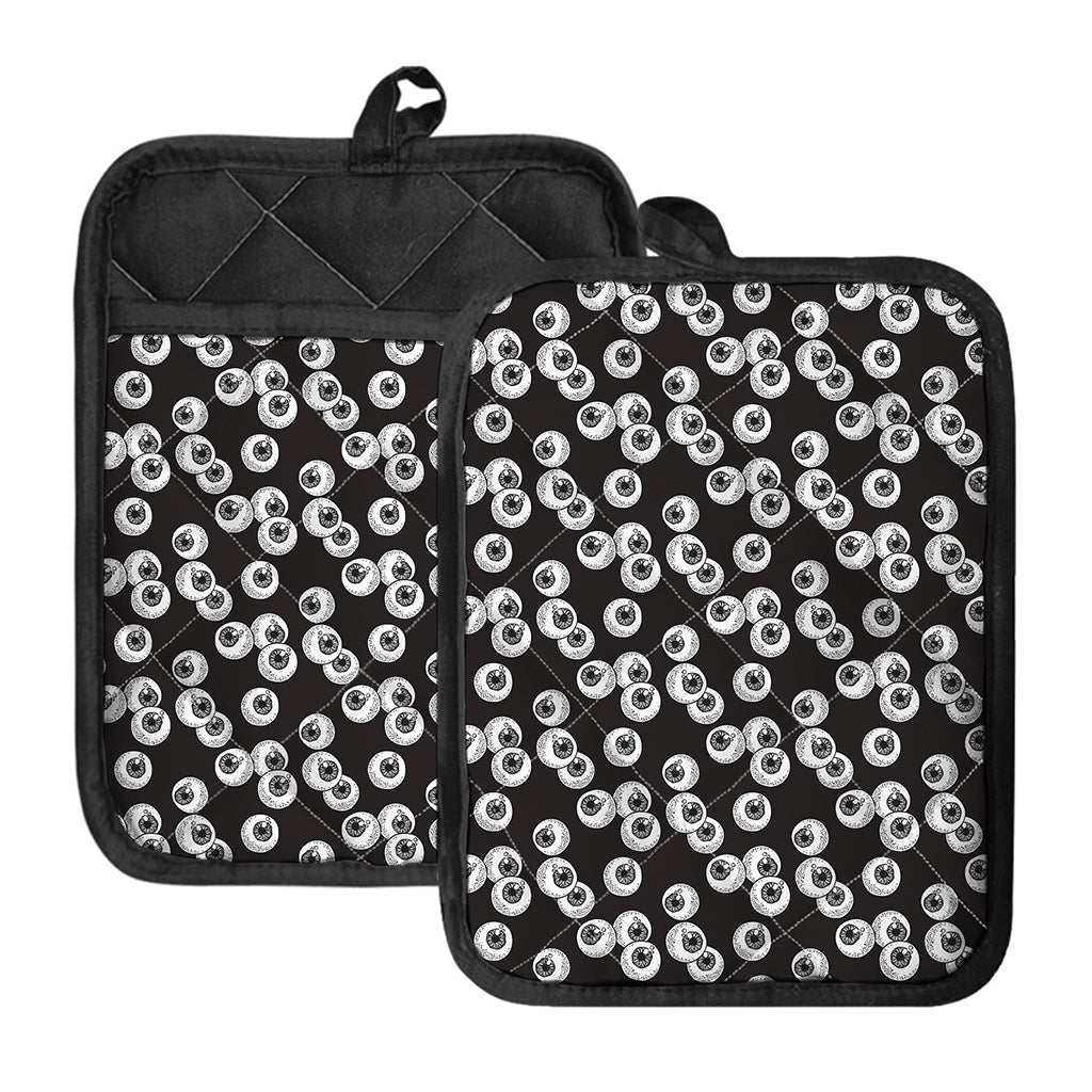 Black And White Eyeball Pattern Print Pot Holders With Pocket