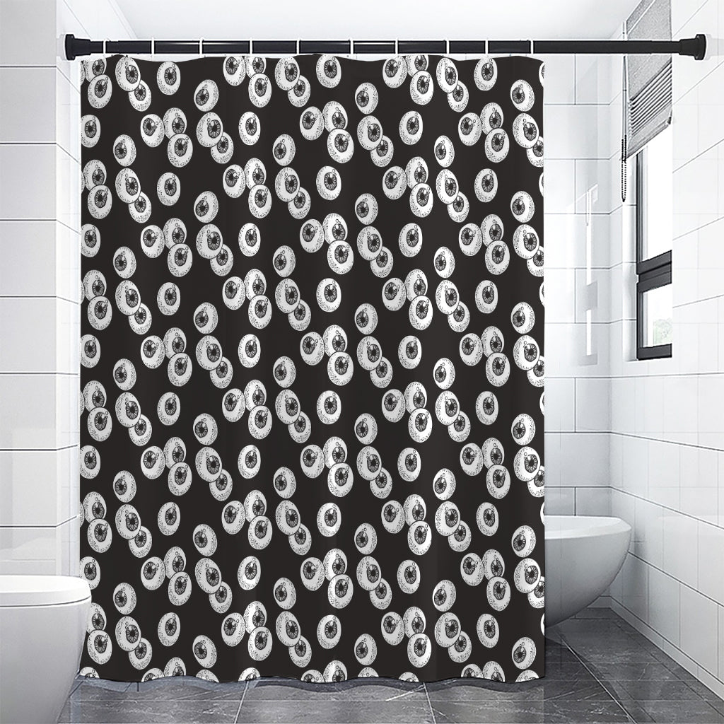 Black And White Eyeball Pattern Print Premium Shower Curtain