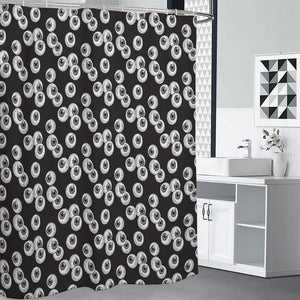 Black And White Eyeball Pattern Print Premium Shower Curtain