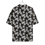 Black And White Eyeball Pattern Print Rayon Hawaiian Shirt