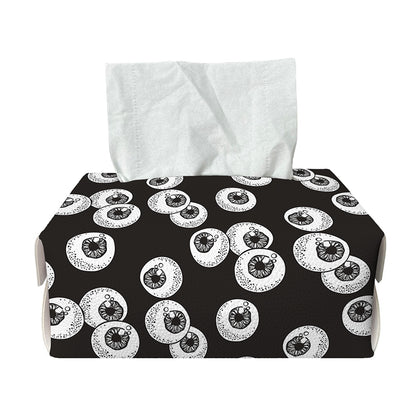 Black And White Eyeball Pattern Print Rectangle Tissue Box Cover