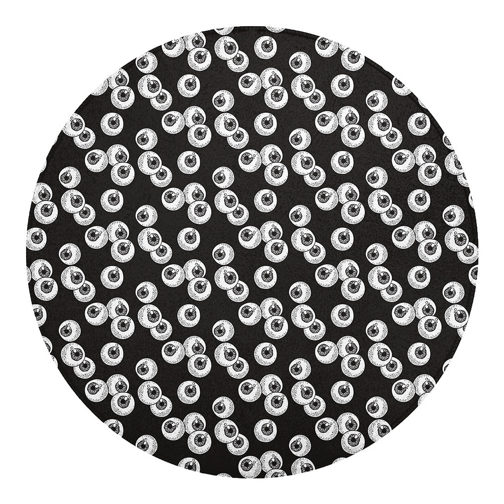 Black And White Eyeball Pattern Print Round Blanket