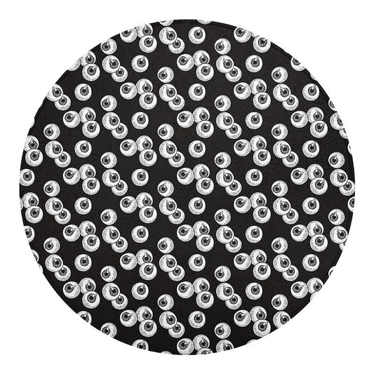 Black And White Eyeball Pattern Print Round Blanket