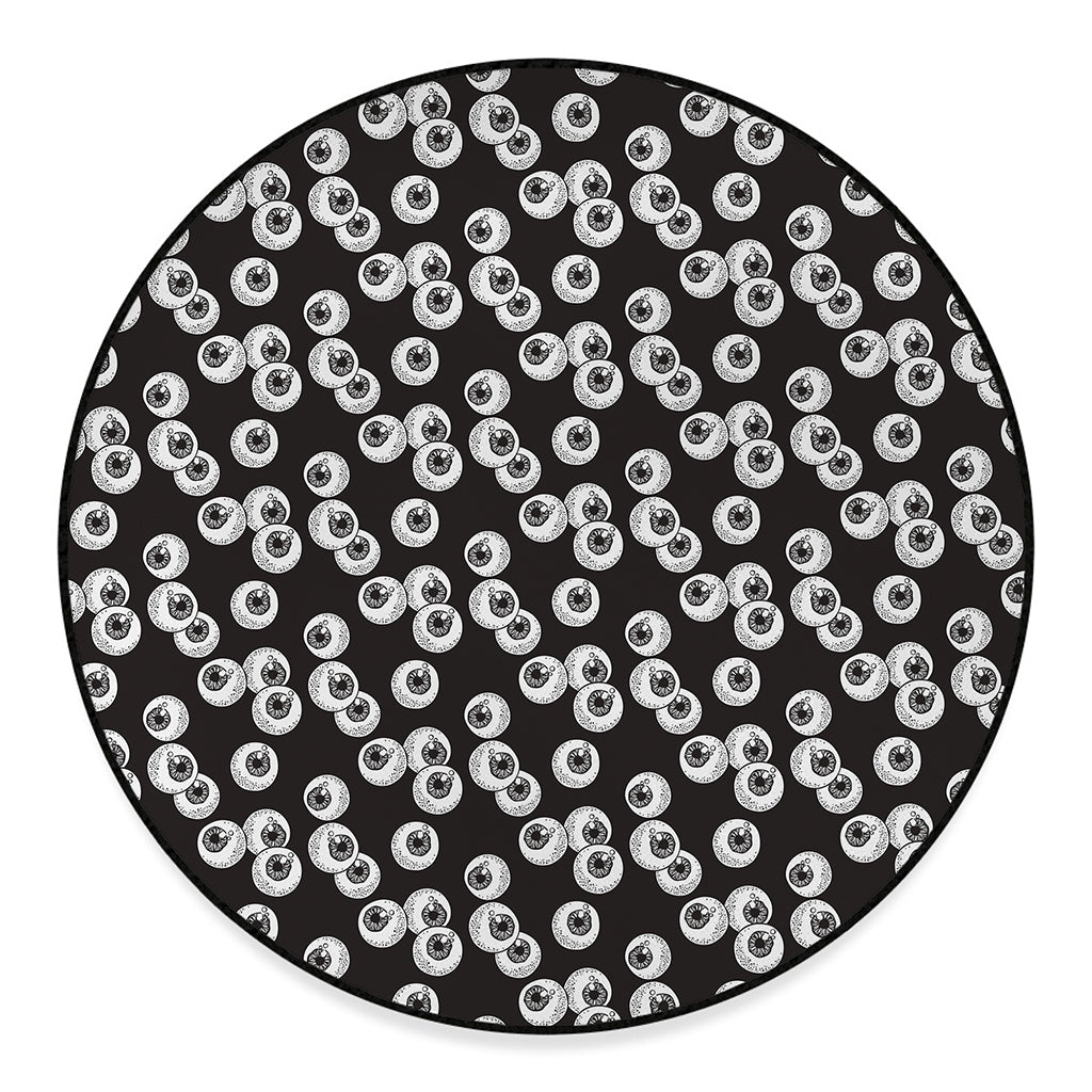 Black And White Eyeball Pattern Print Round Floor Mat