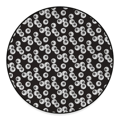 Black And White Eyeball Pattern Print Round Floor Mat