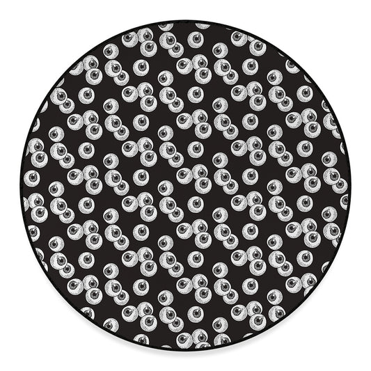 Black And White Eyeball Pattern Print Round Floor Mat