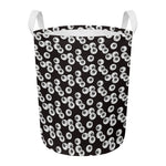 Black And White Eyeball Pattern Print Round Laundry Basket