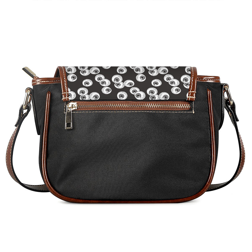 Black And White Eyeball Pattern Print Saddle Bag
