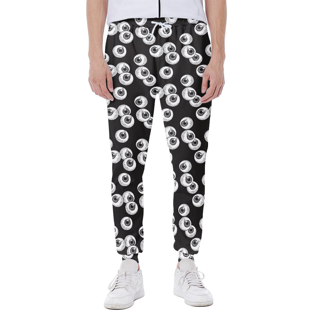 Black And White Eyeball Pattern Print Scuba Joggers