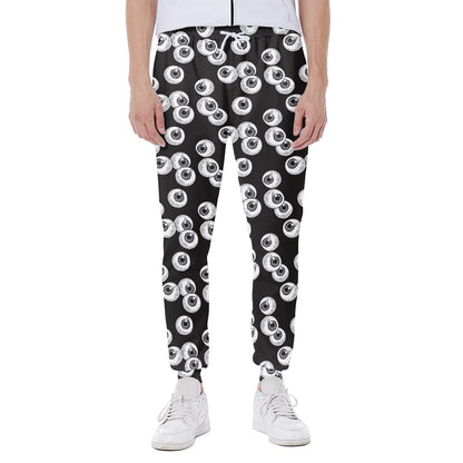 Black And White Eyeball Pattern Print Scuba Joggers