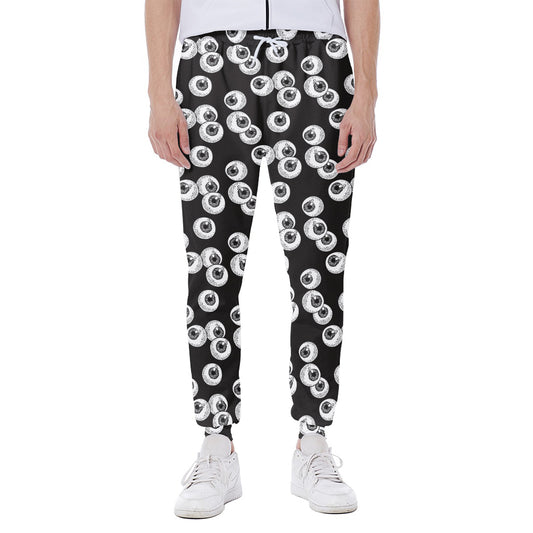 Black And White Eyeball Pattern Print Scuba Joggers