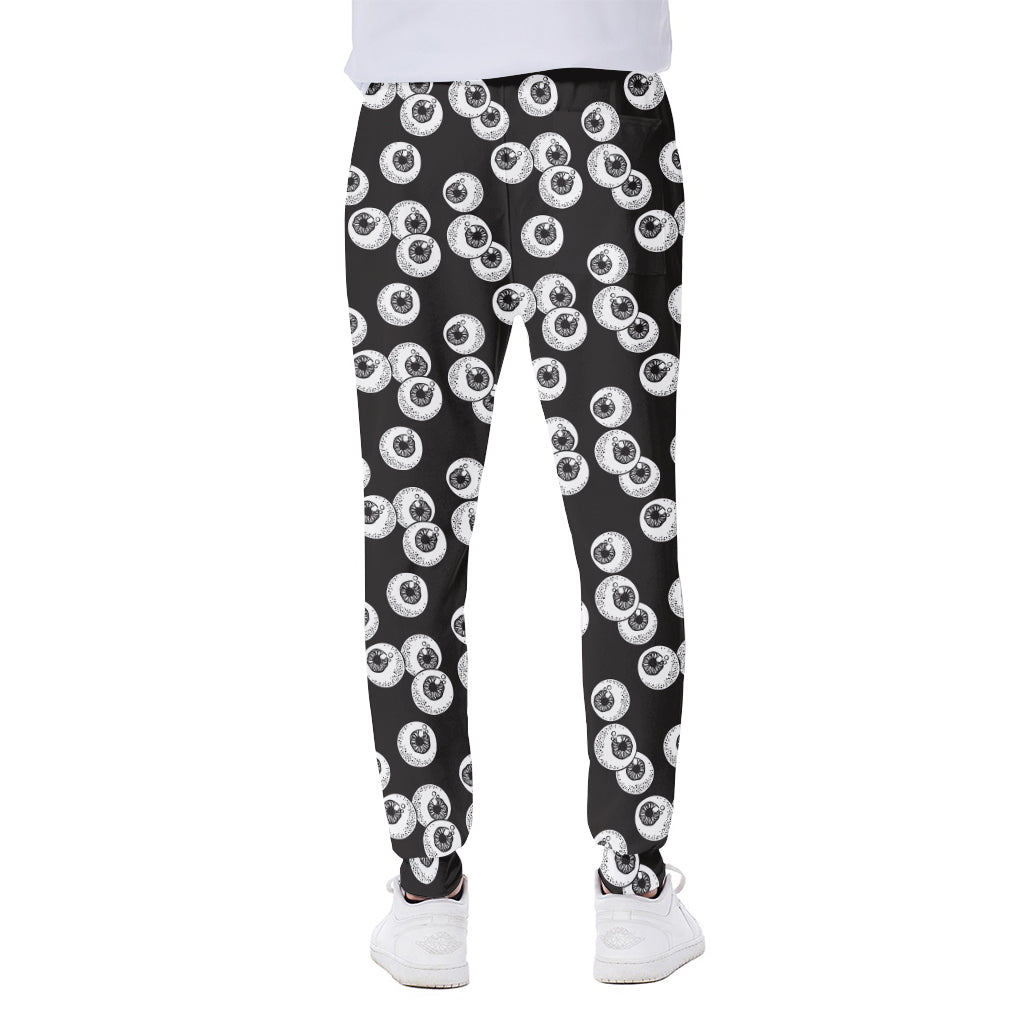 Black And White Eyeball Pattern Print Scuba Joggers