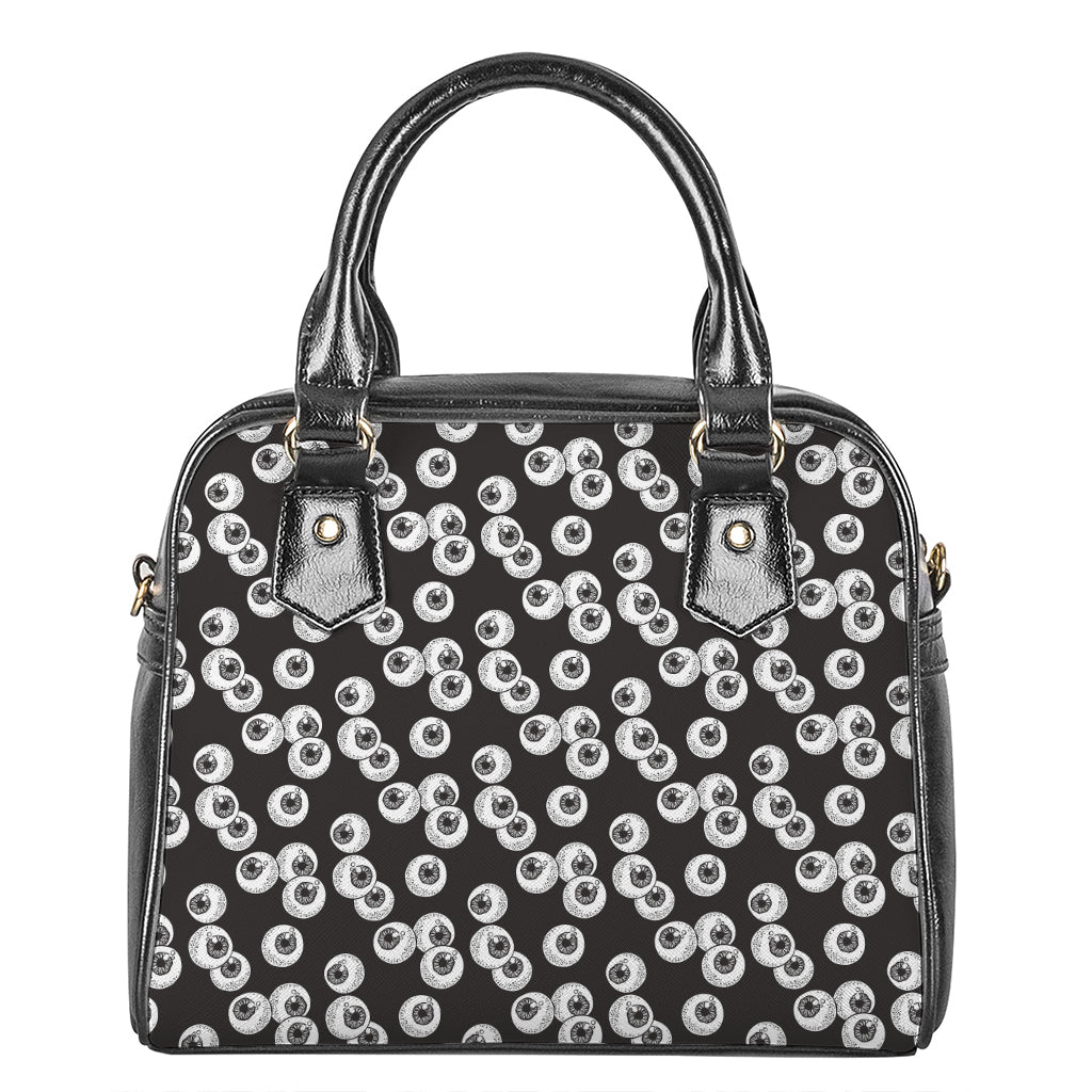 Black And White Eyeball Pattern Print Shoulder Handbag