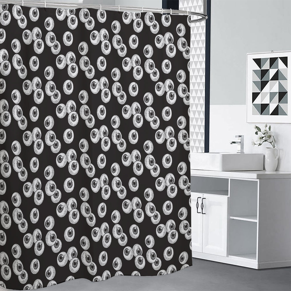 Black And White Eyeball Pattern Print Shower Curtain