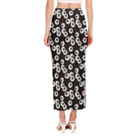 Black And White Eyeball Pattern Print Side Slit Maxi Skirt