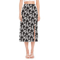Black And White Eyeball Pattern Print Side Slit Midi Skirt