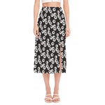 Black And White Eyeball Pattern Print Side Slit Midi Skirt