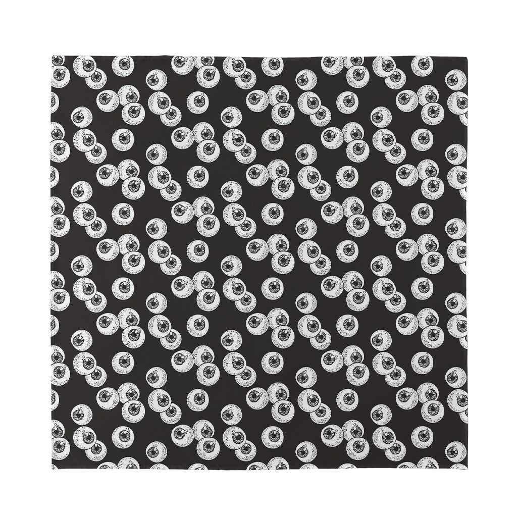 Black And White Eyeball Pattern Print Silk Bandana