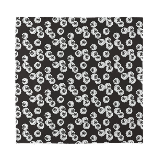 Black And White Eyeball Pattern Print Silk Bandana