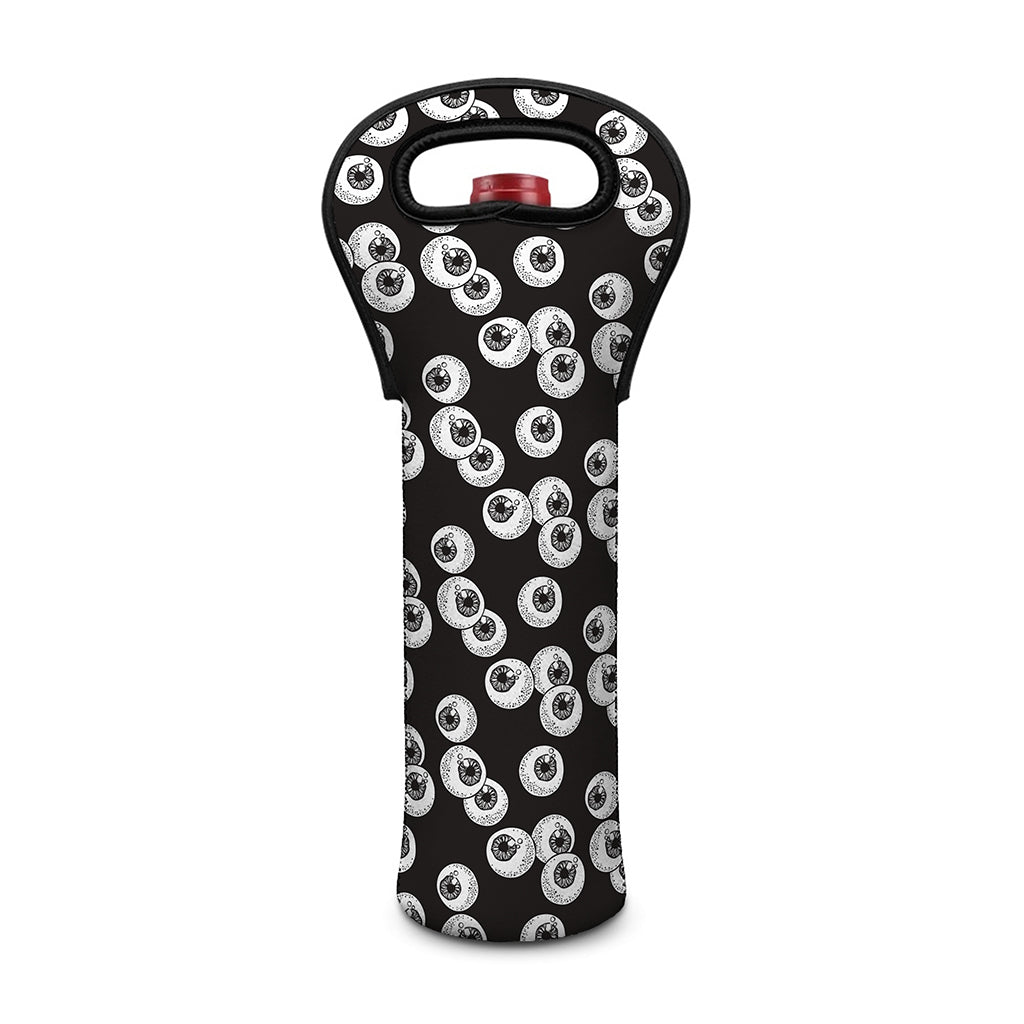 Black And White Eyeball Pattern Print Single Neoprene Wine Tote