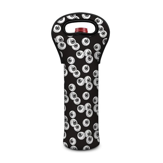 Black And White Eyeball Pattern Print Single Neoprene Wine Tote