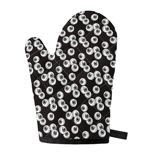 Black And White Eyeball Pattern Print Single Oven Mitt