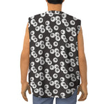 Black And White Eyeball Pattern Print Sleeveless Baseball Jersey