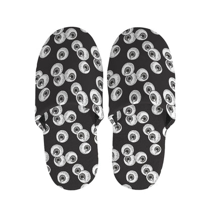 Black And White Eyeball Pattern Print Slippers