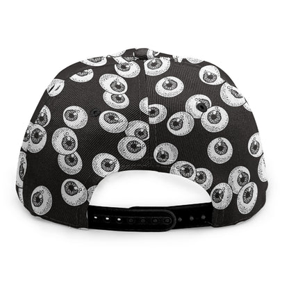 Black And White Eyeball Pattern Print Snapback Cap
