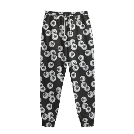 Black And White Eyeball Pattern Print Sweatpants