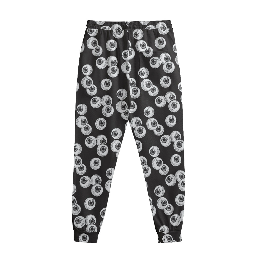Black And White Eyeball Pattern Print Sweatpants