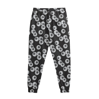 Black And White Eyeball Pattern Print Sweatpants