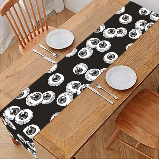 Black And White Eyeball Pattern Print Table Runner