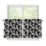 Black And White Eyeball Pattern Print Tier Curtains