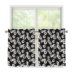 Black And White Eyeball Pattern Print Tier Curtains