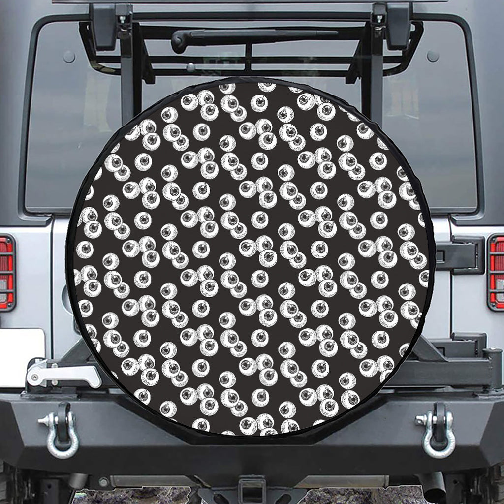 Black And White Eyeball Pattern Print Tire Cover