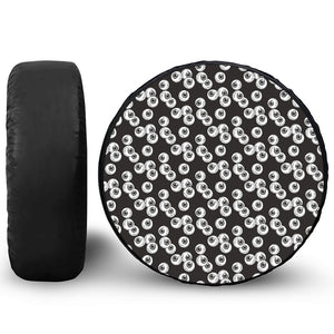 Black And White Eyeball Pattern Print Tire Cover