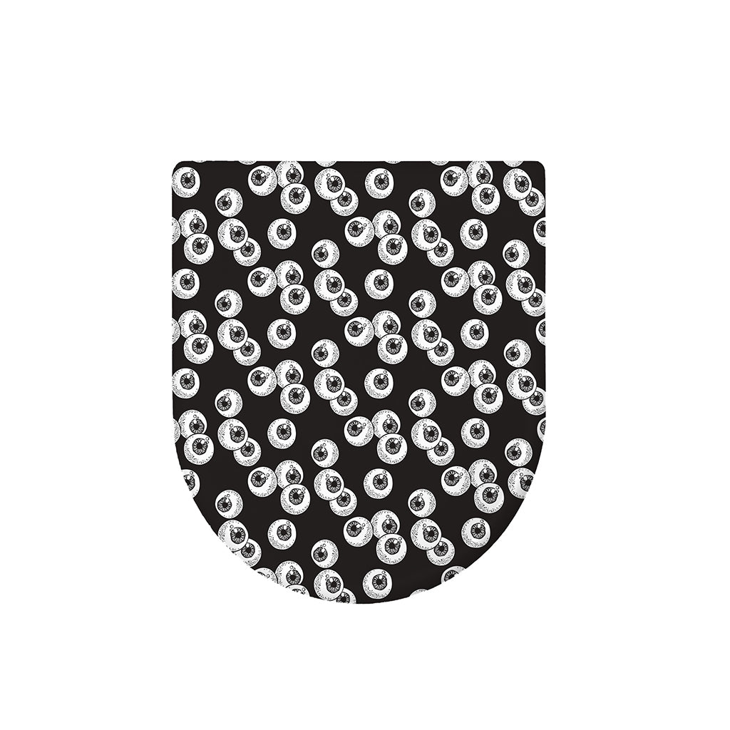Black And White Eyeball Pattern Print Toilet Lid Cover