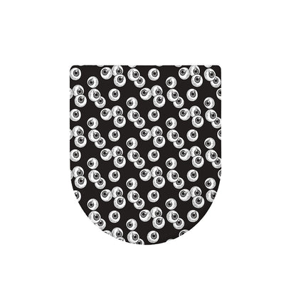 Black And White Eyeball Pattern Print Toilet Lid Cover