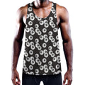 Black And White Eyeball Pattern Print Men's Workout Tank Top