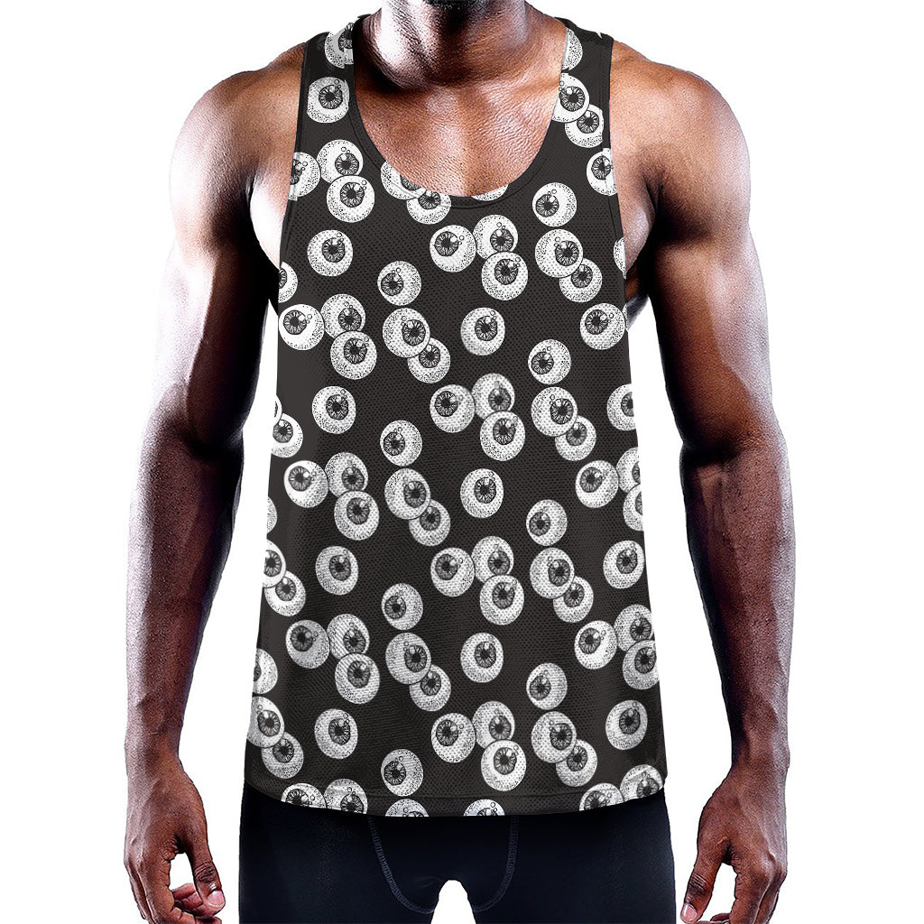 Black And White Eyeball Pattern Print Training Tank Top