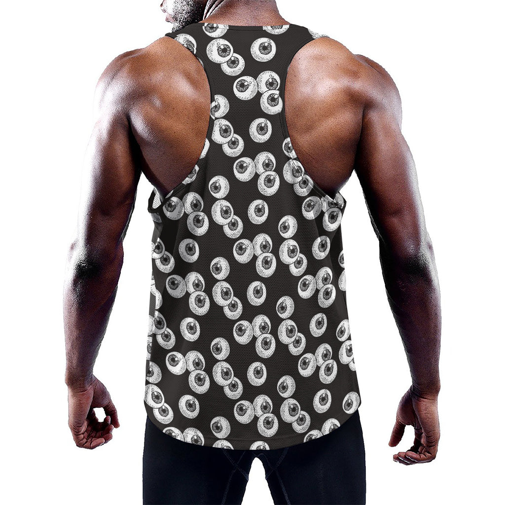 Black And White Eyeball Pattern Print Training Tank Top