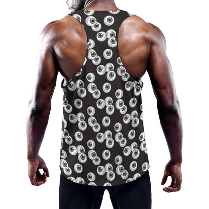 Black And White Eyeball Pattern Print Training Tank Top