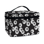 Black And White Eyeball Pattern Print Travel Makeup Bag