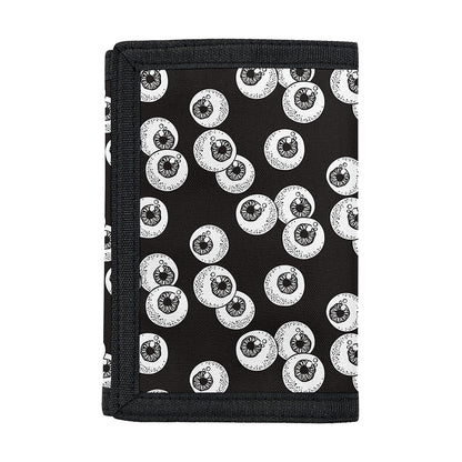 Black And White Eyeball Pattern Print Trifold Wallet