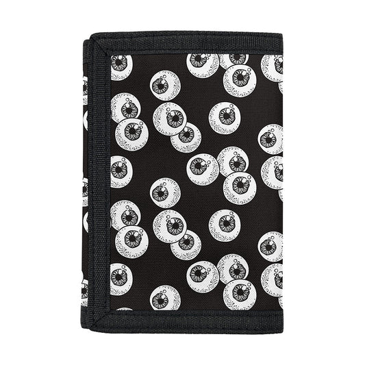 Black And White Eyeball Pattern Print Trifold Wallet