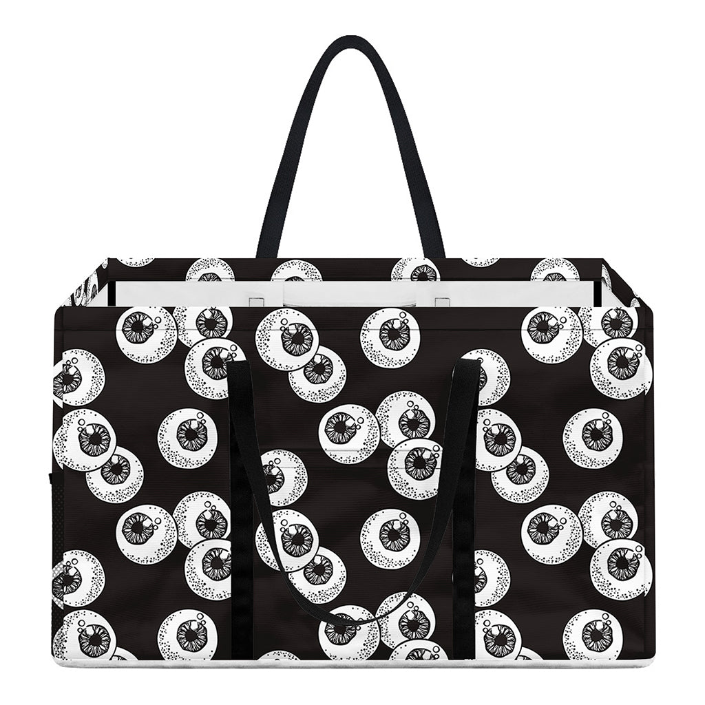 Black And White Eyeball Pattern Print Utility Tote Bag