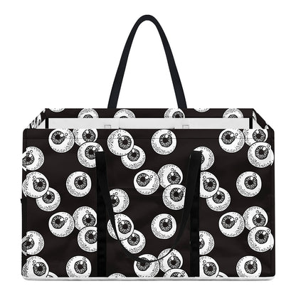 Black And White Eyeball Pattern Print Utility Tote Bag