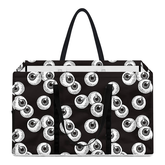 Black And White Eyeball Pattern Print Utility Tote Bag